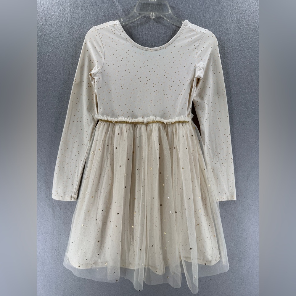 Hanna Andersson Super Soft Shimmer Tulle Skater Girl 150/12 Cream Gold Whimsical